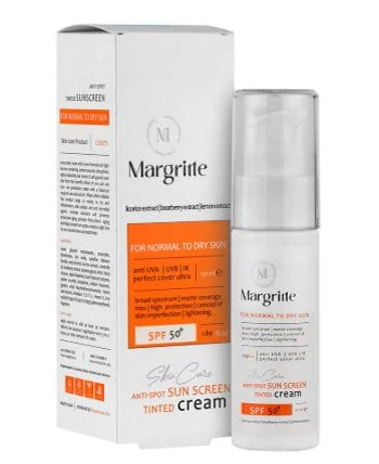 کرم ضدآفتاب روشن کننده بژ طبیعی مارگریت مناسب پوست های نرمال تا خشک